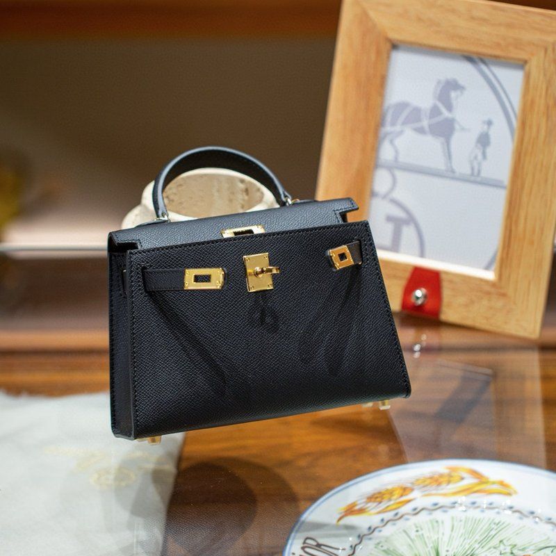 时尚纹单肩手提斜挎2025新款真皮小包包包凯利二代高级感迷你手掌