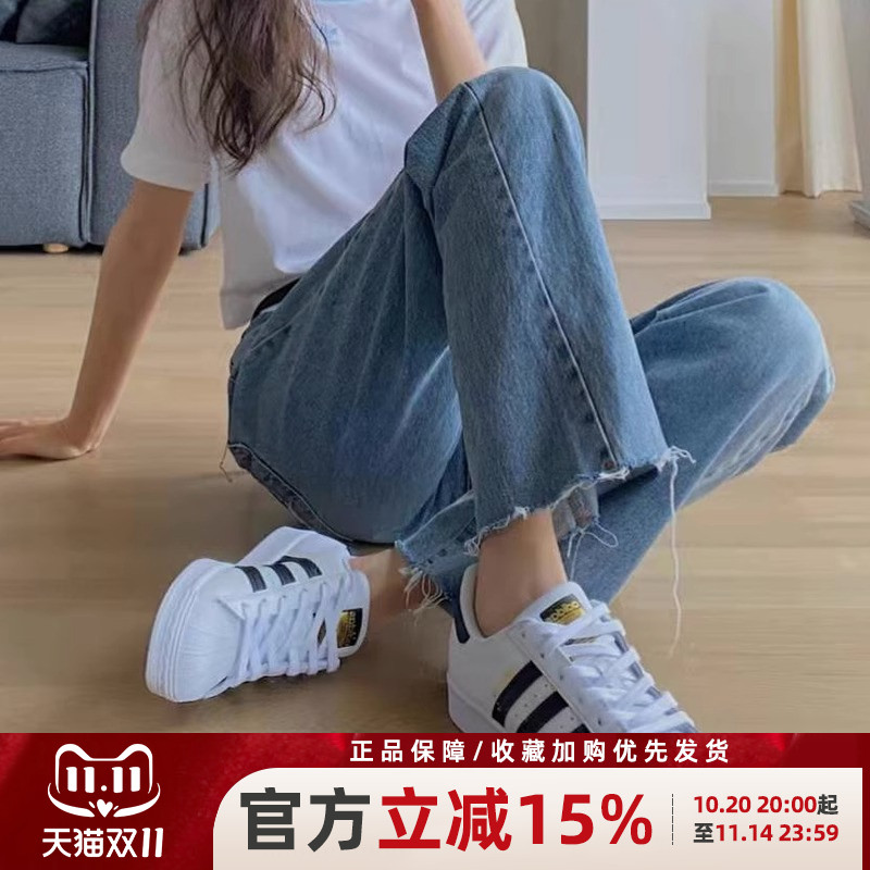 阿迪达斯三叶草女鞋新款金标贝壳头板鞋小白鞋运动休闲鞋EG4958