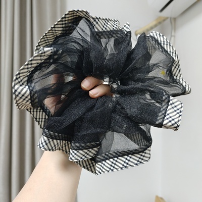 （满15包邮发货）永诗百搭双层格子边超大裙摆肠圈