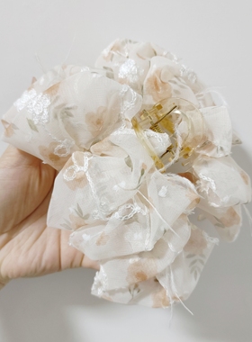 （满15包邮发货）春夏田园风刺绣碎花显发量云朵五指抓夹