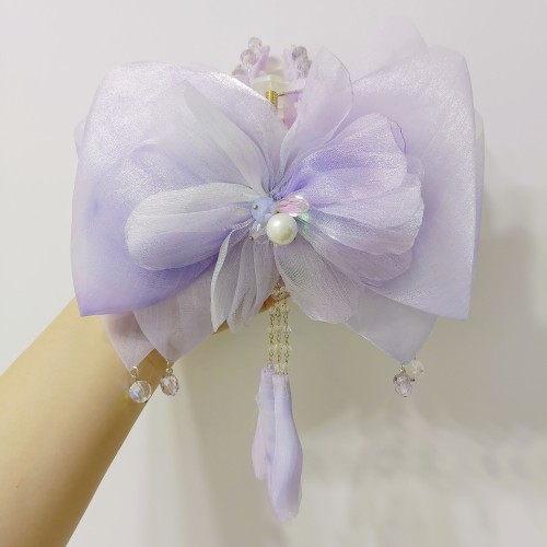 （满15包邮发货）重工仙气香芋梦幻紫高级多层烧花水晶五指抓夹