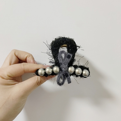 （满15包邮发货）细闪小香毛细蝴蝶结珠珠短腿四指抓夹