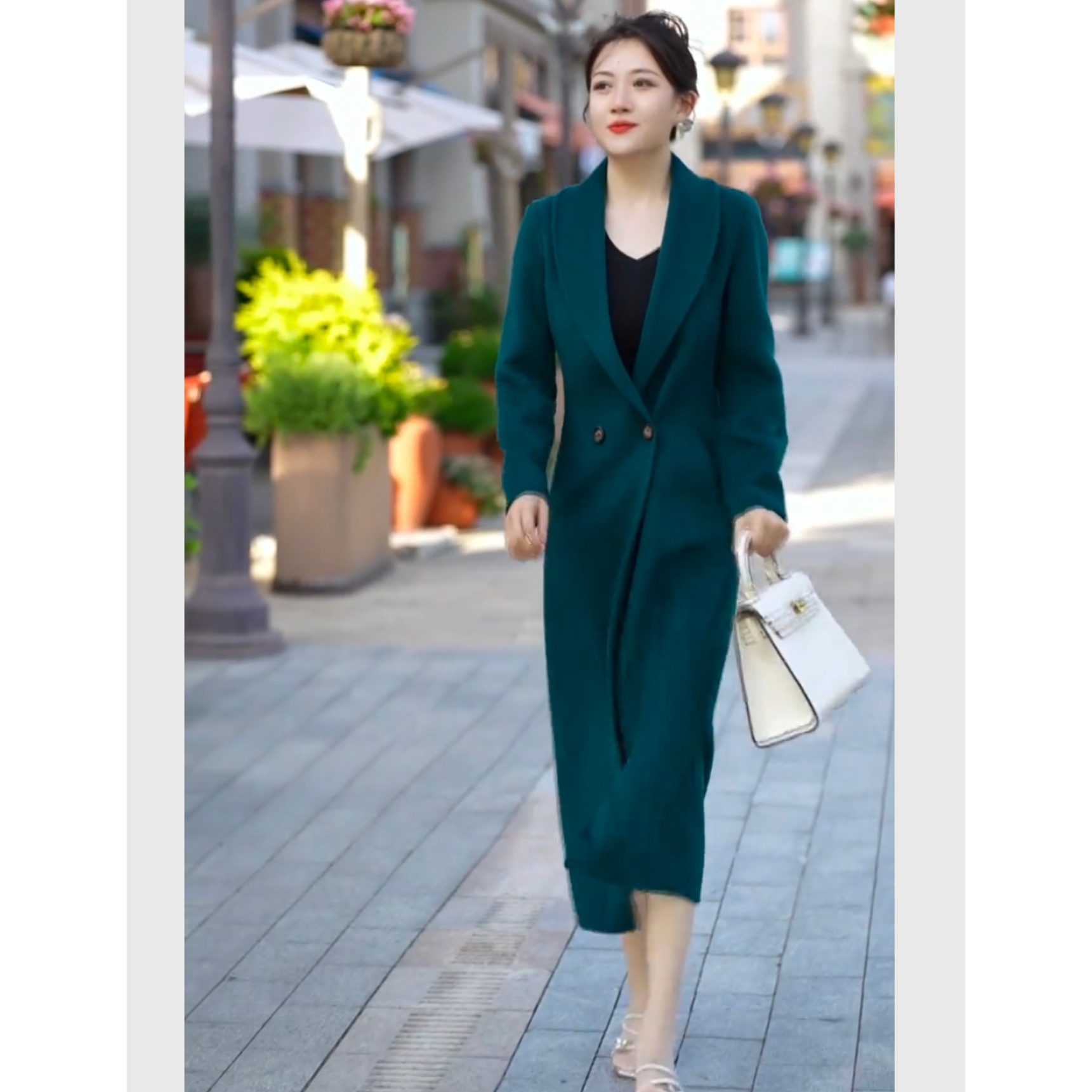 新款秋冬女双面羊毛呢大衣中长款