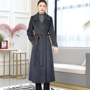 双面羊绒大衣女红色新款秋冬加厚羊毛呢外套高级感修身中长款外套