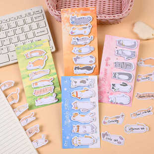 新款超可爱猫咪异形便利贴ins创意贴纸儿童手帐日记diy装饰贴纸有粘性学生专用分类索引标签贴阅读书签N次贴