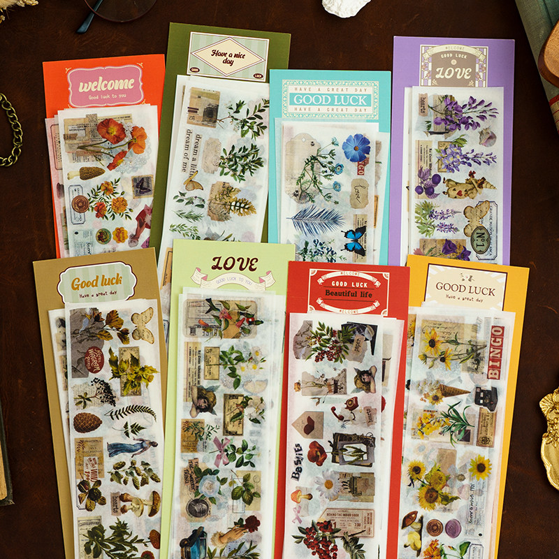 高颜值复古植物花卉分装和纸胶带