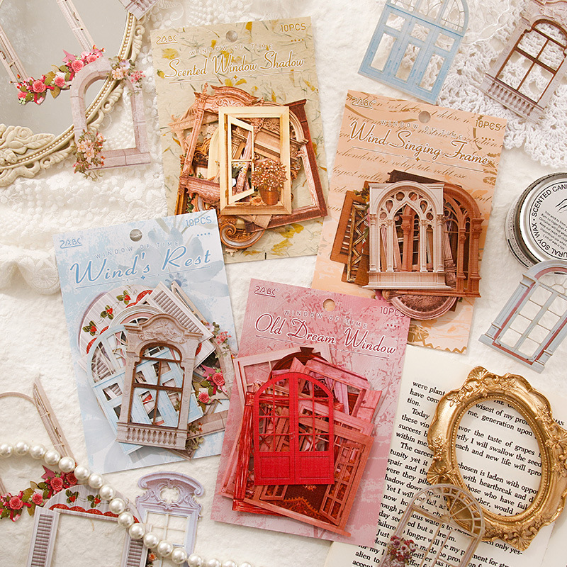 复古镂空窗户窗框模切贴纸