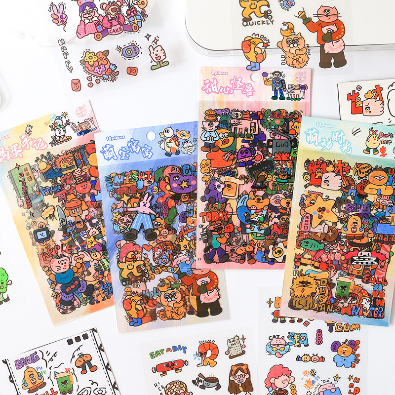 趣味卡通捣蛋pet防水平张贴纸包