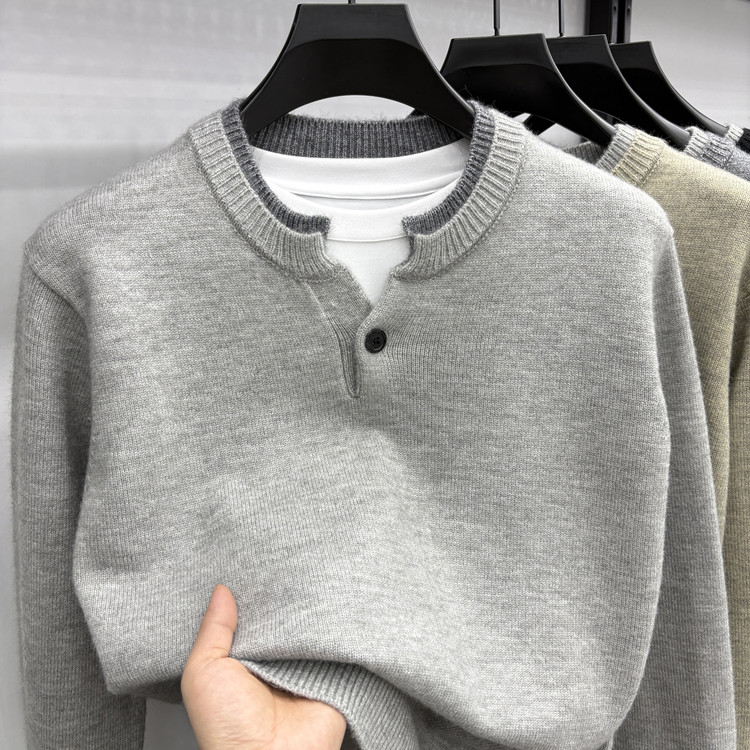 V字领青春活力风套头青年保暖针织衫/毛衣