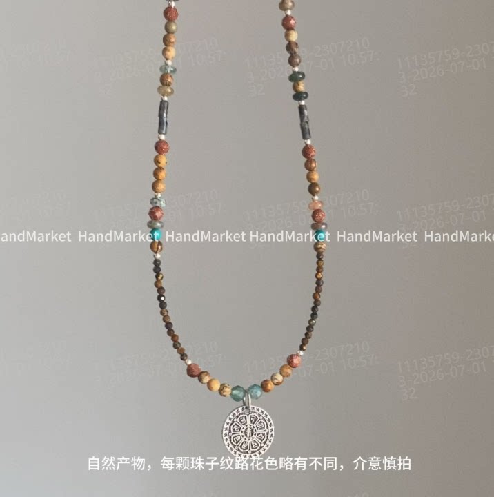 吊坠925银 JIUJIU【禅语罗盘项链】手工气质百搭复古小众彩色