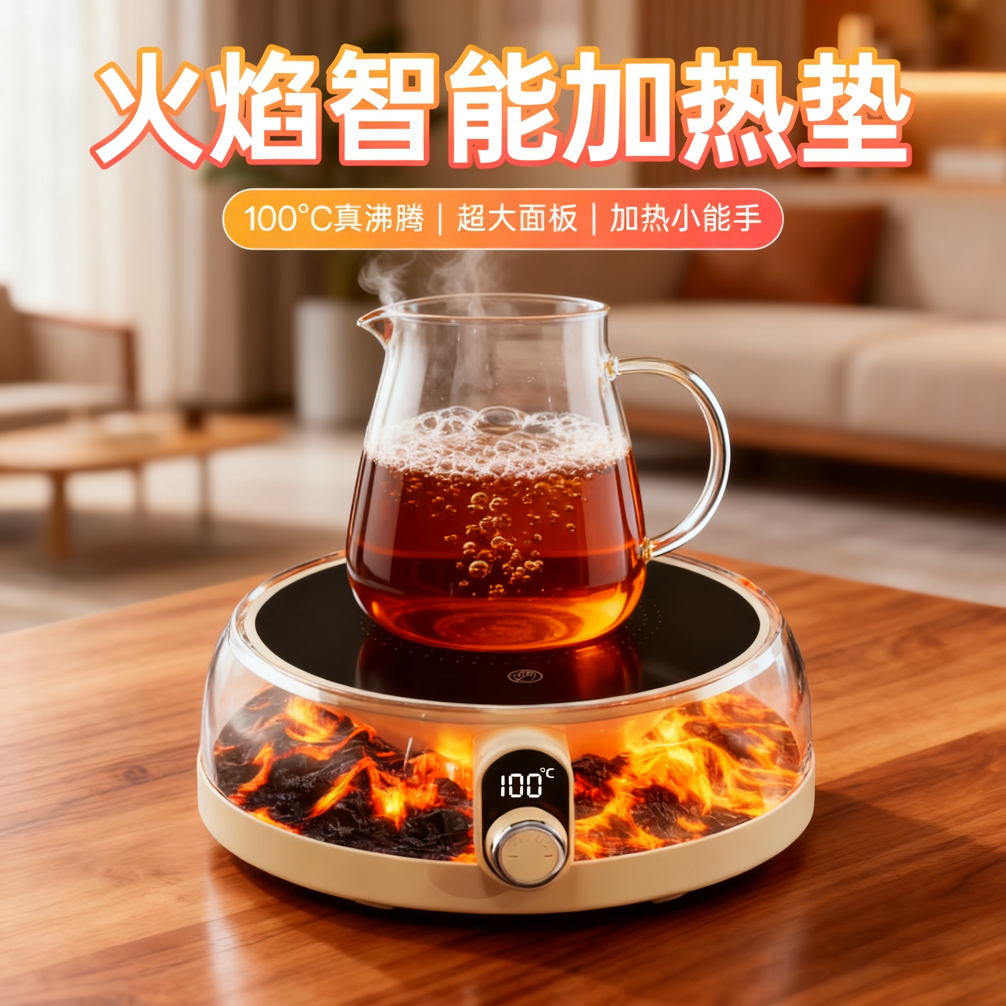 100度智能加热杯垫保温烧开水热饭底座养生热牛奶神器恒温加热器