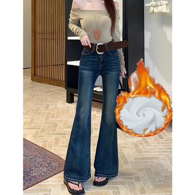 弹力裤小个子加绒牛仔裤女秋冬季