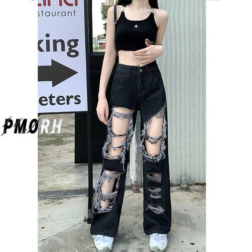 高街乞丐大破洞牛仔裤女夏季裤子