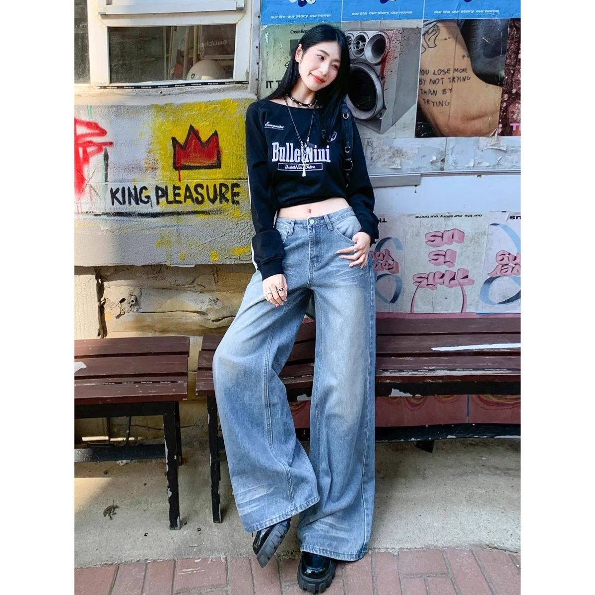 超火爆款牛仔裤女春秋季2026新款今年流行梧桐裤子显瘦宽松阔腿裤