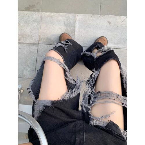 小个子乞丐裤破洞牛仔裤女子夏季