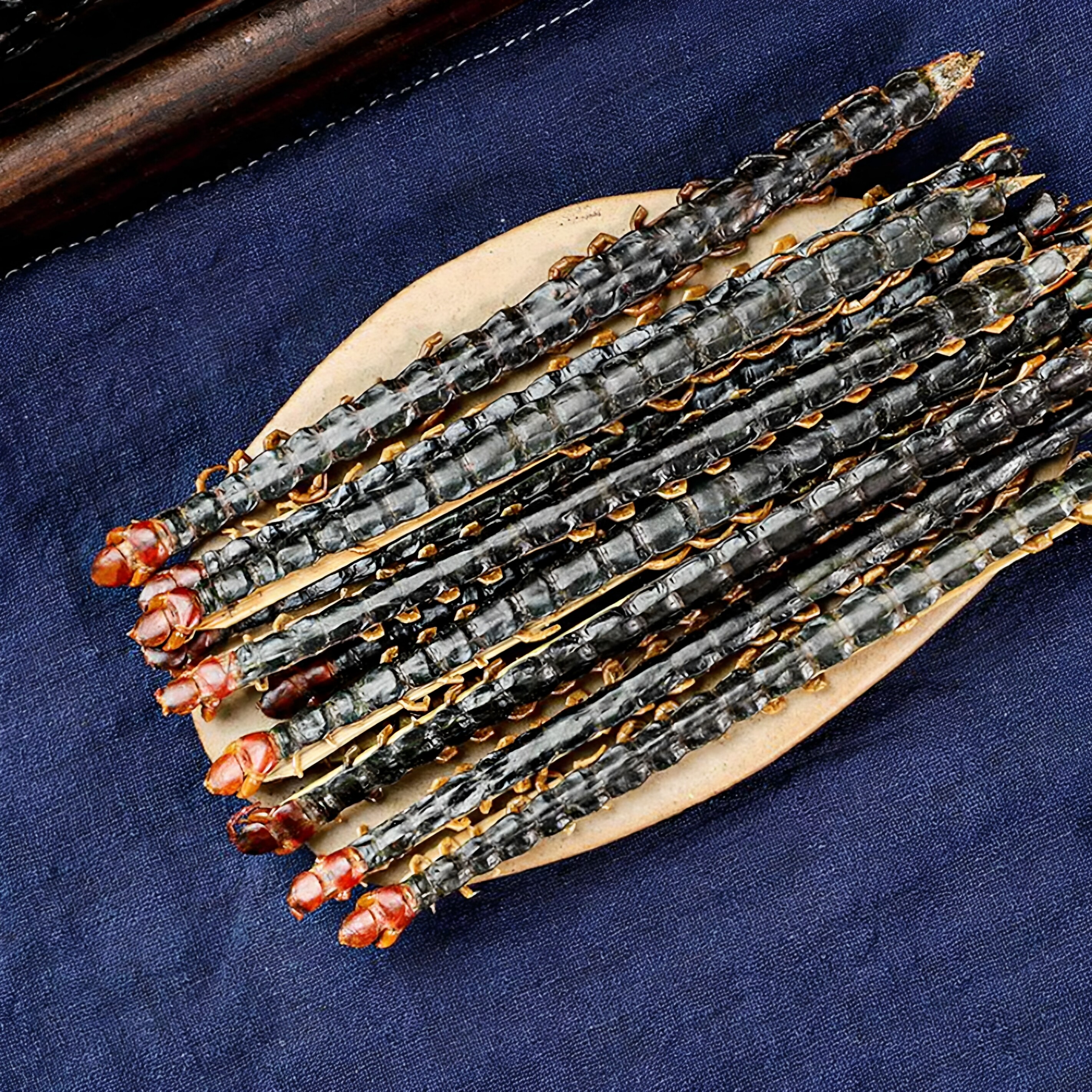 中药材精选完整湖北蜈蚣10-18cm 10条批发蜈蚣干红头黑身另售全蝎