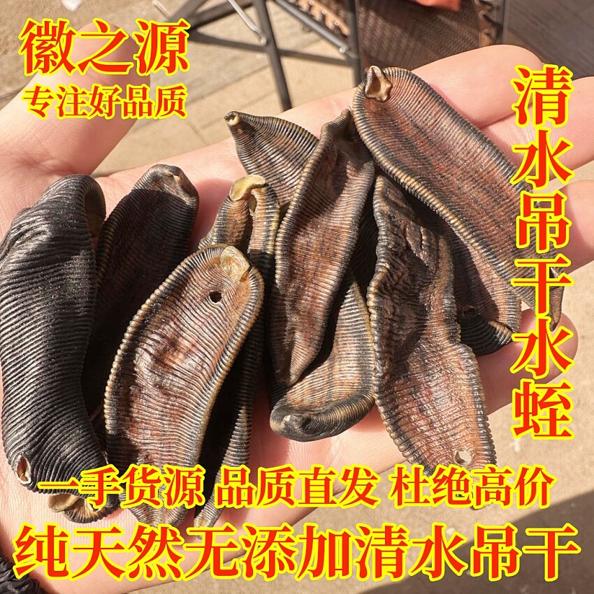 水蛭中药材正品清水吊干100g包邮无盐无矾金线蚂蝗干特级金边水蛭
