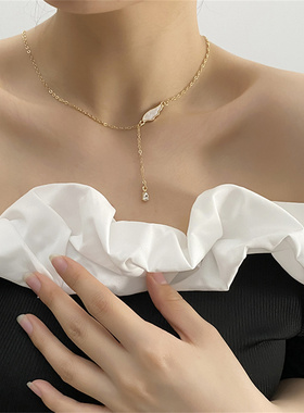 短款气质羽毛锁骨链项链