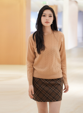 新疆GTS天山羊绒麻花纯羊绒衫LT12T0156G【传承之歌】圆领套衫