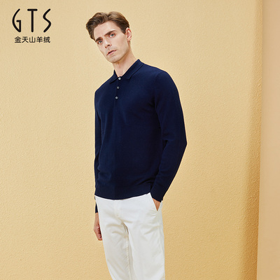 gts新疆天山羊绒秋冬新款男士针织纯羊绒毛衣商务休闲套衫