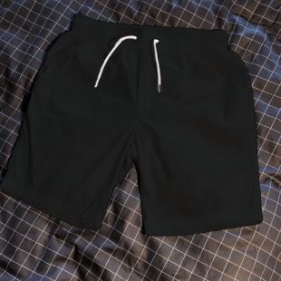 外穿薄款 宽松百搭休闲裤 三分裤 黑色拼接运动中裤 短裤 篮球裤 男夏季