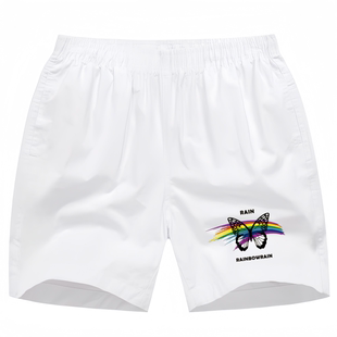 网红外穿中裤 潮牌印花休闲速干三分裤 男修身 潮男社会精神小伙短裤