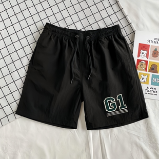 男士 子宽松运动休闲三分沙滩裤 夏季 速干透气冰丝中裤 外穿薄款 短裤