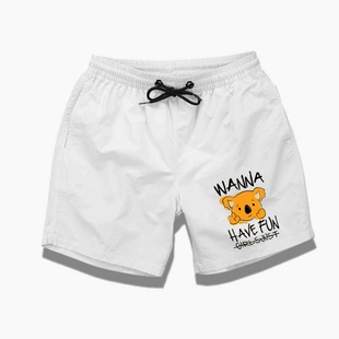 潮流速干情侣三分裤 精神小伙痞帅3分短裤 弹力沙滩裤 男修身 衩 夏季