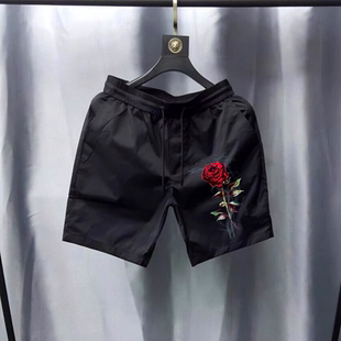 男士 三道杠沙滩大裤 夏季 速干休闲四分裤 衩子 薄款 精神小伙三分短裤