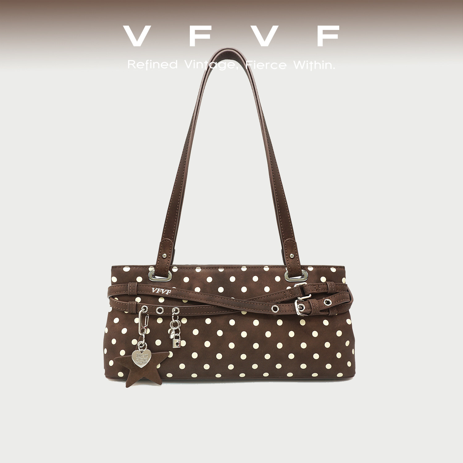 VFVF单肩腋下波点小方包