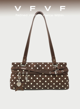 VFVF波点小方包单肩斜挎腋下包法棍包高级感手提包通勤女包包新款