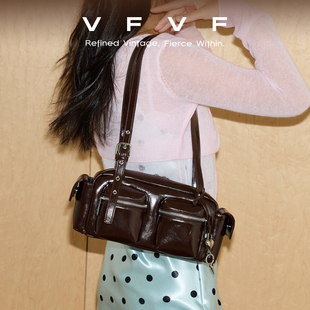 VFVF棕色单肩包腋下包大容量通勤包高级感法棍包枕头包女2026新款