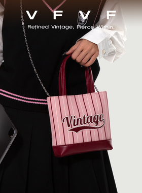 VFVF链条单肩斜挎包手提包JK小方包条纹mini迷你小手拎女包包2026