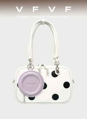 VFVF白色波点小方包单肩高级感通勤斜挎包圆点手提吐司包2026新款