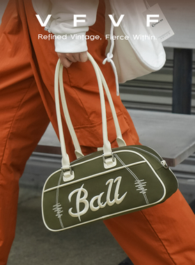 VFVF斜挎腋下包法棍包保龄球女包包运动大容量绿色手提棒球包2026