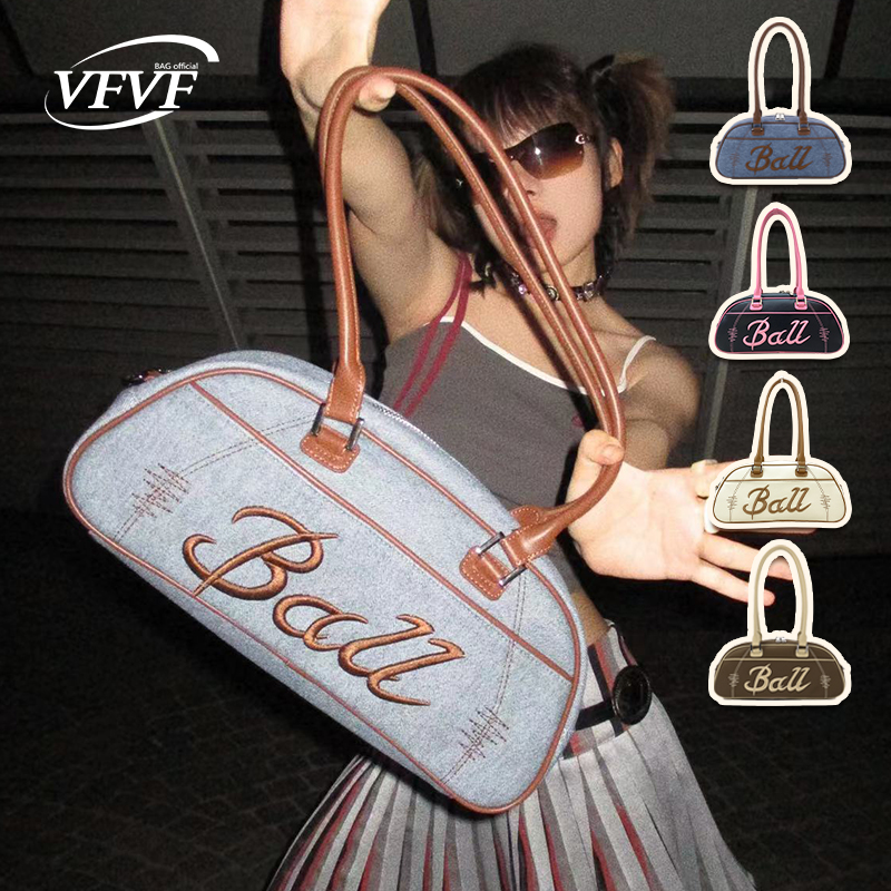 VFVF斜挎腋下包法棍包保龄球女包包运动大容量手提枕头棒球包L-Ex