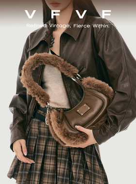 VFVF毛毛腋下饺子包月牙包毛绒毛茸茸单肩斜挎手提女2026新款冬季