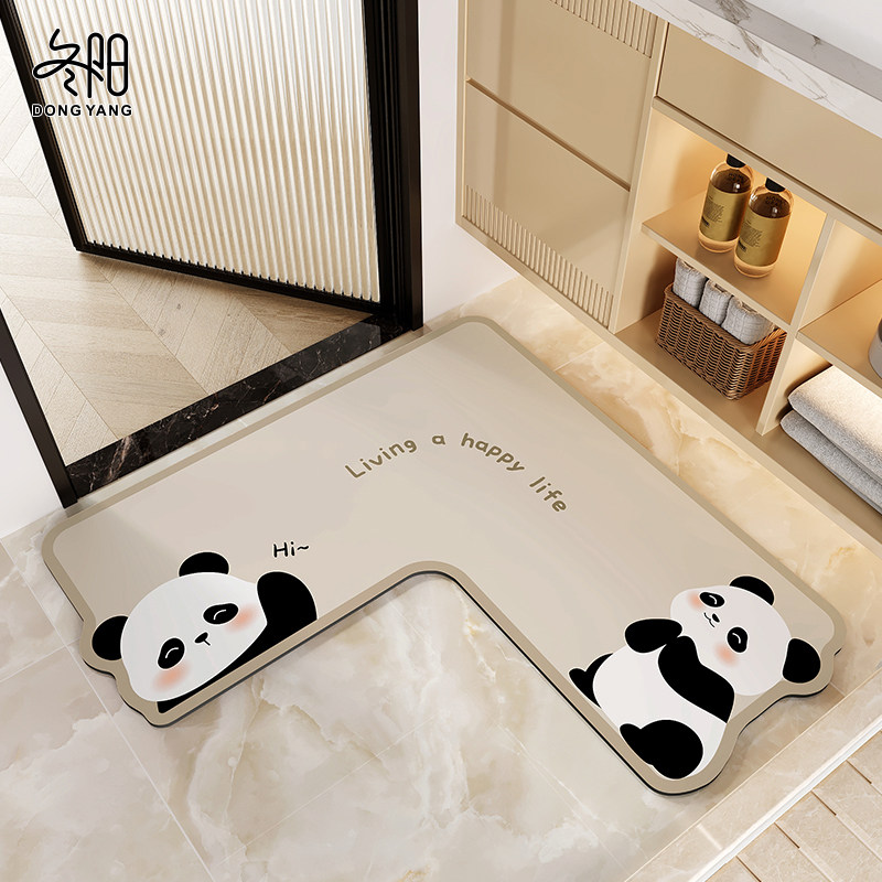 卫生间地垫洗手间硅藻泥吸水垫浴室干湿分离脚垫厕所门口防滑地毯