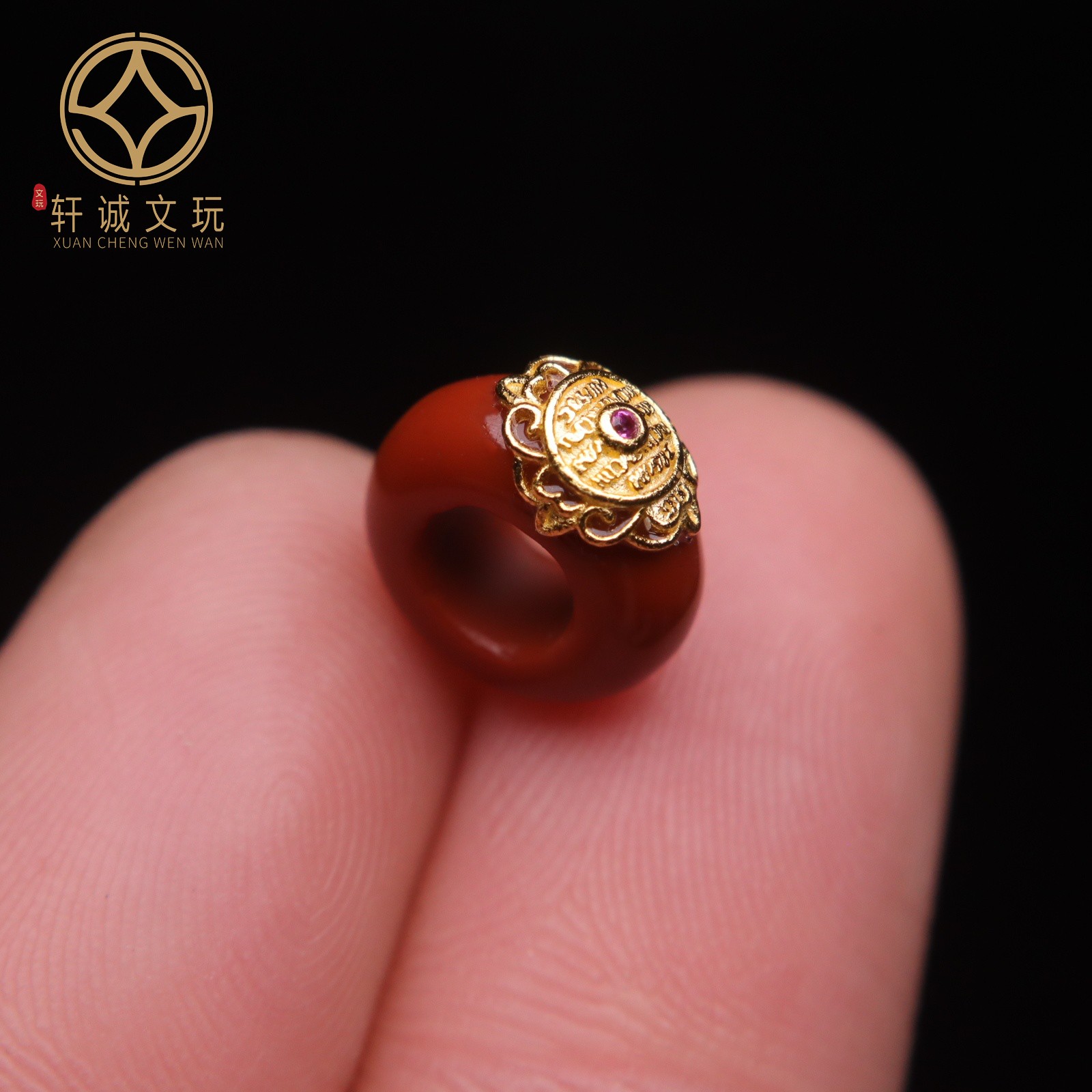 保真凉山满肉满色5mm大孔南红玛瑙跑环鼓珠桶珠算盘珠散珠DIY配饰