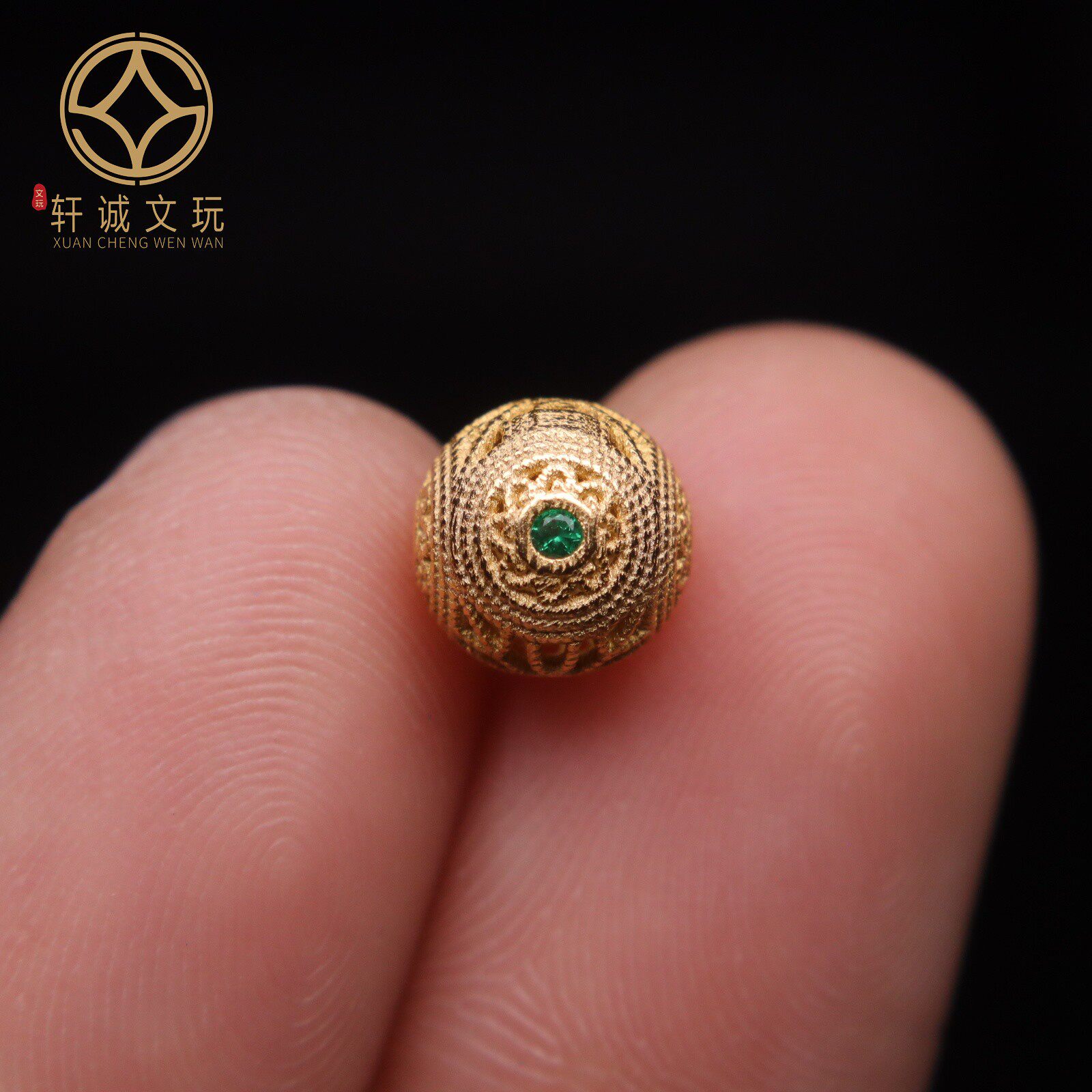 原创古法金s925银镀金转运珠子镶嵌隔珠手链小配件diy配饰饰品