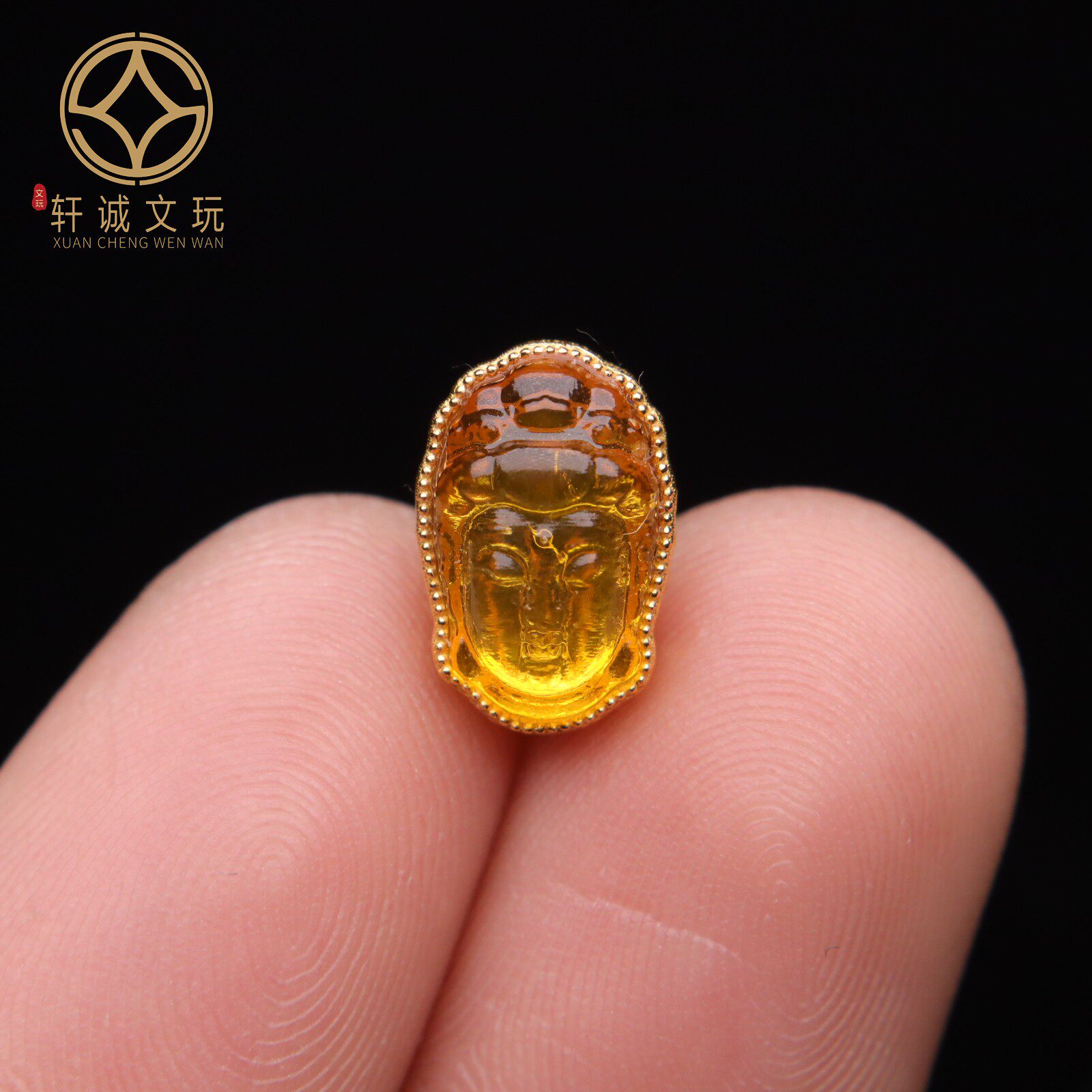 原创银镀金镶嵌天然琥珀金珀观音吊坠散珠手串diy文玩配件配饰