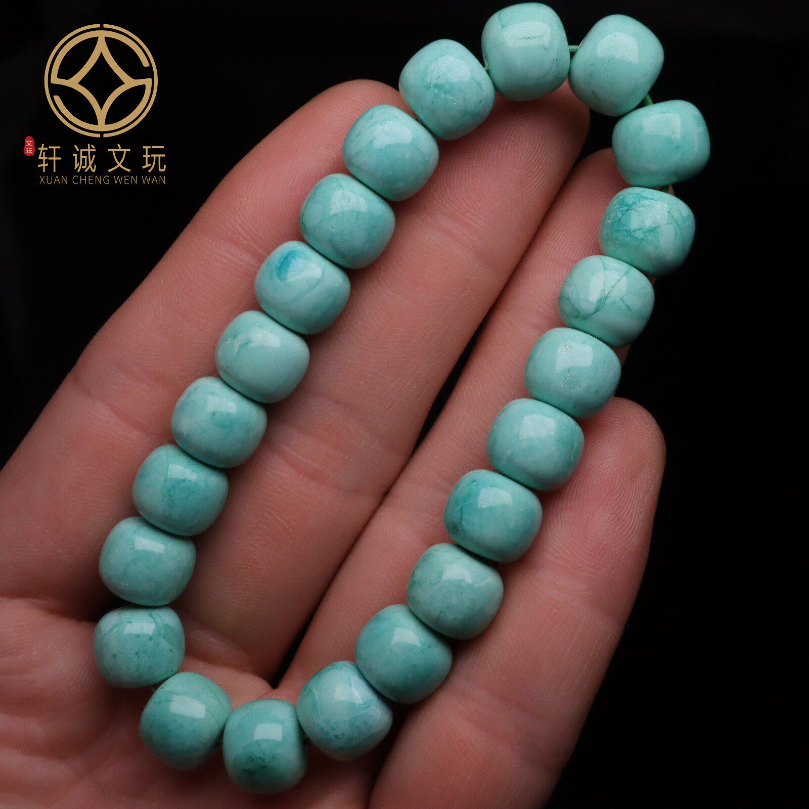 优化高瓷绿松石蒙松网花老型桶珠散珠手串diy配件配珠手链手串