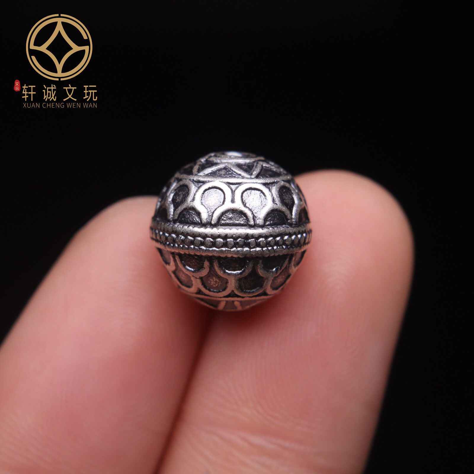 纯银足银999新款回纹珠子散珠圆珠顶珠腰珠金刚菩提diy隔珠配件