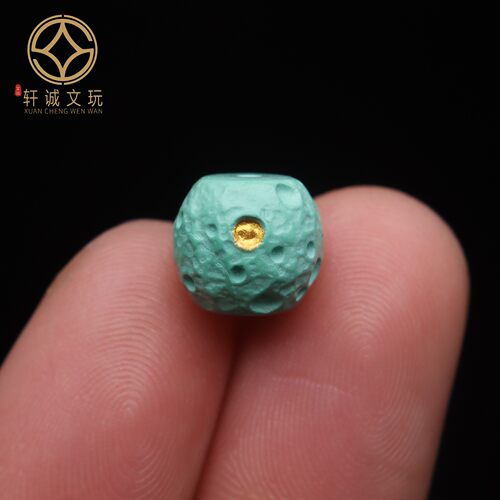 优化高瓷烫金无相老型绿松石圆珠蒙松散珠手串108diy手链配饰配珠