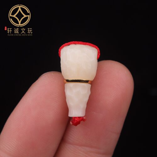 10.6MM雪巴白琉璃三通天然古法金套装组合佛头108长串配饰配珠