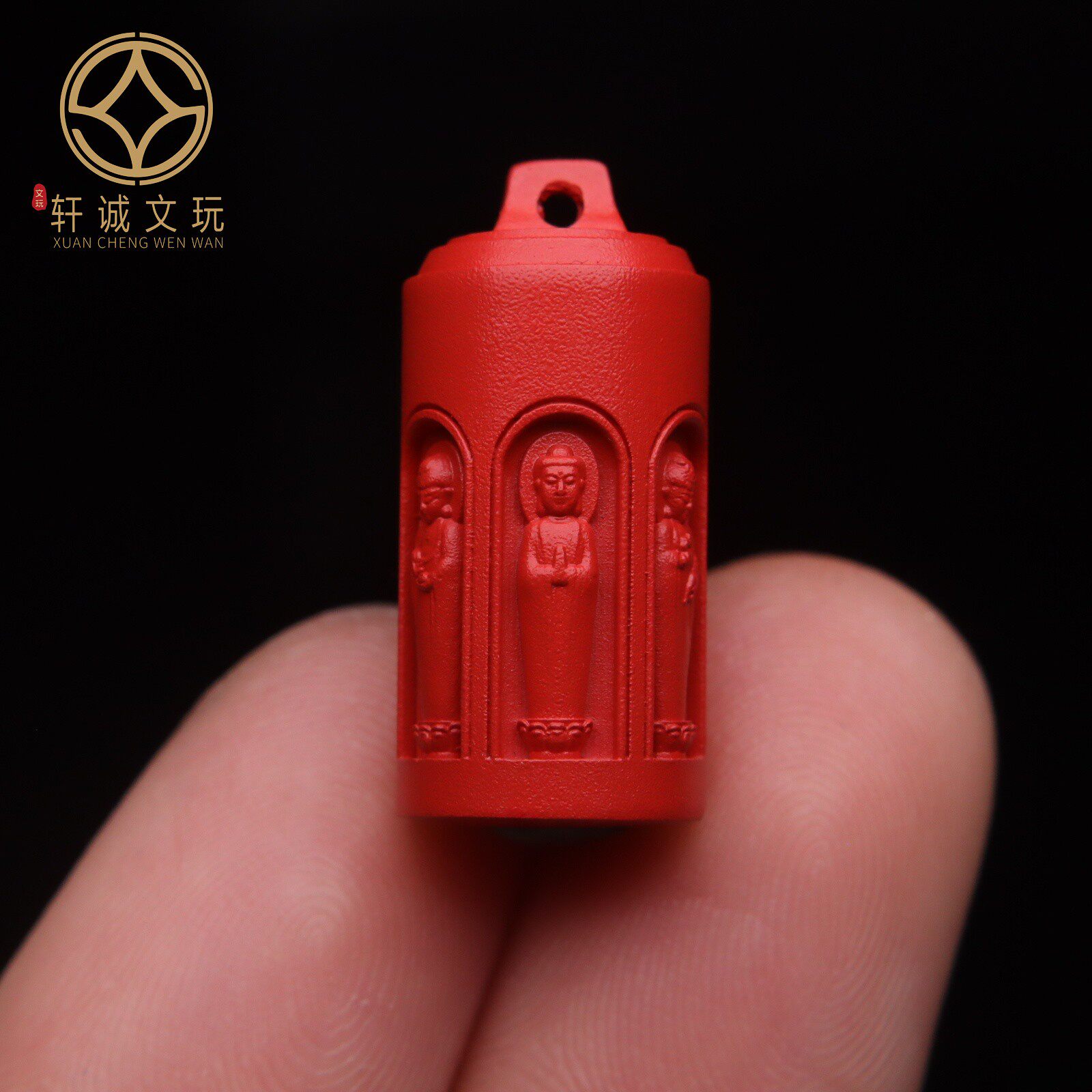 天然原矿帝王朱砂三面观音吊坠卡子挂件饰品手链项链手串配件配饰