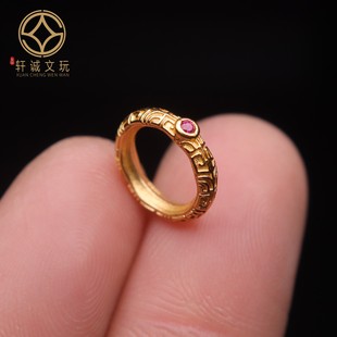 原创足银925银镀金佛回纹跑环隔片隔珠手串手链diy文玩配珠配饰