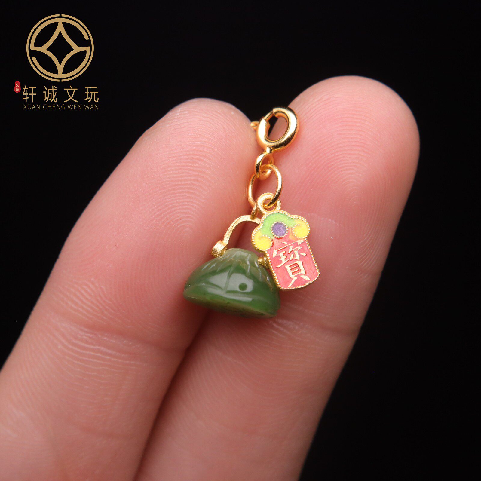 原创纯银925镀金和田玉莲花卡子隔片垫片隔珠长串diy文玩配饰配件
