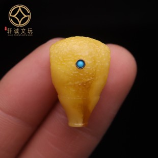 原创天然琥珀蜜蜡原矿俄料镶嵌三通佛头散珠手串diy文玩配件配饰