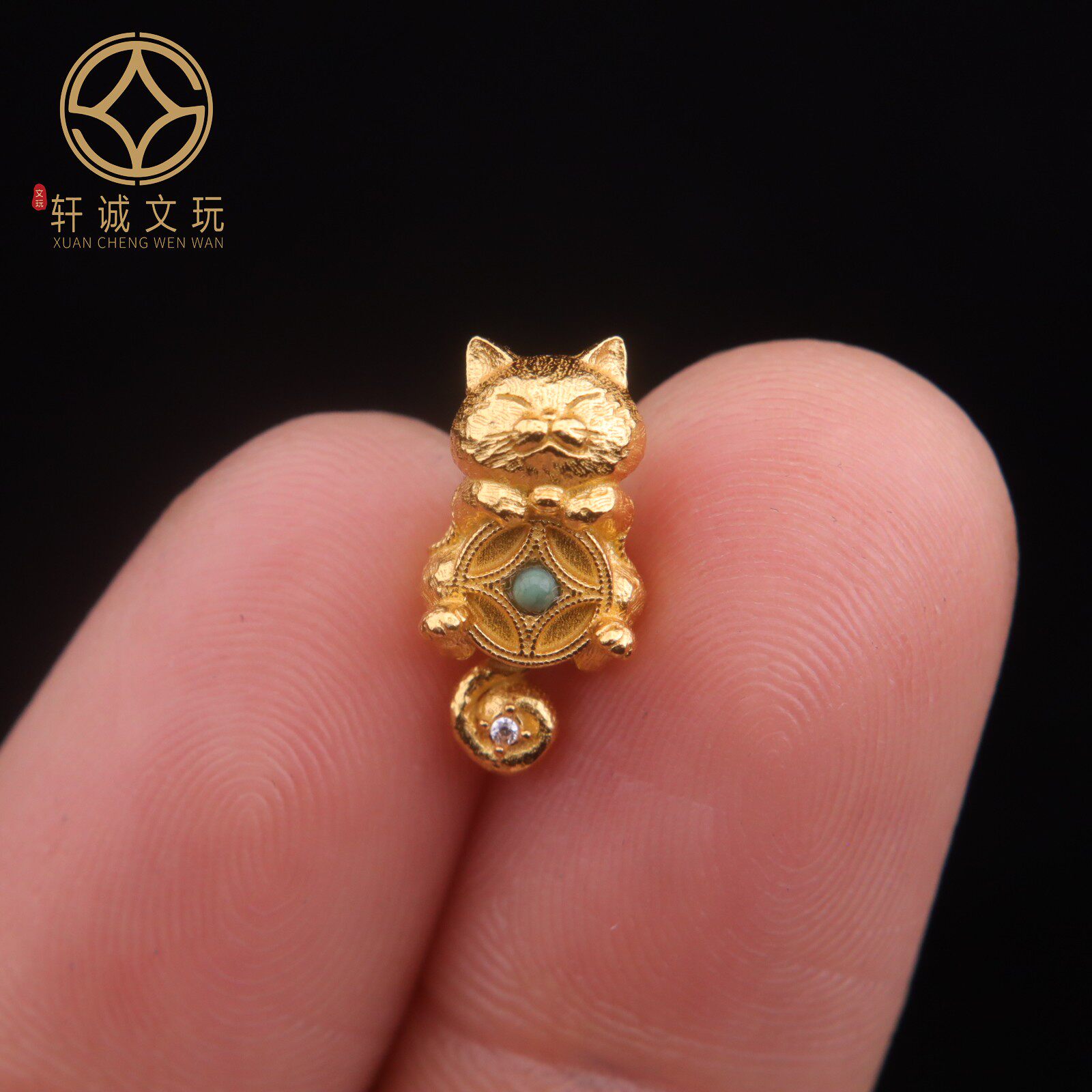 原创S925银镀金松石招财猫吊坠散珠108长串配饰配件配珠手串手链